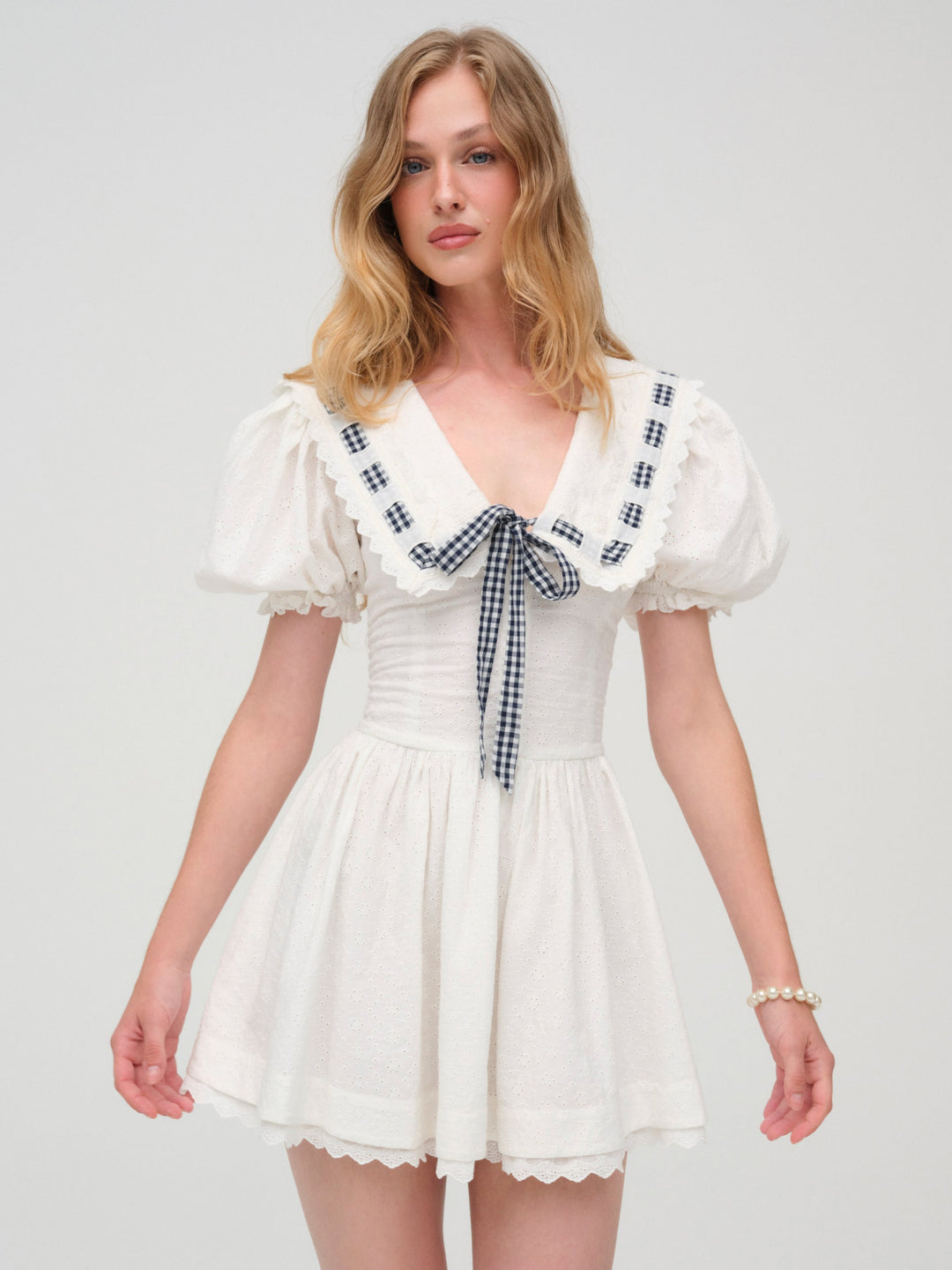 Women Ruby Ribbon Mini Dress - White