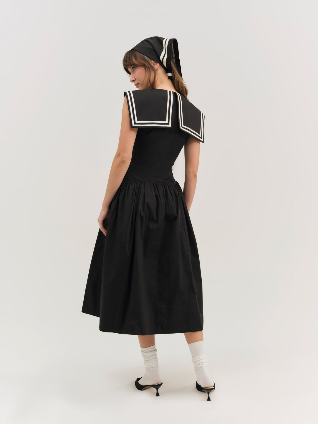 Women Helena Poplin Collared Midi Dress - Black