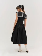 Women Helena Poplin Collared Midi Dress - Black