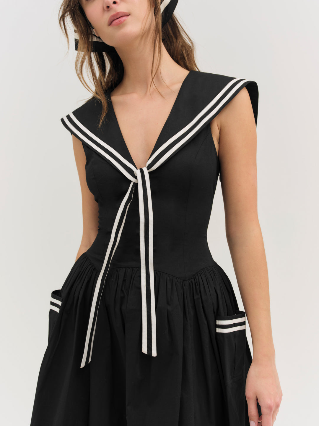 Women Helena Poplin Collared Midi Dress - Black