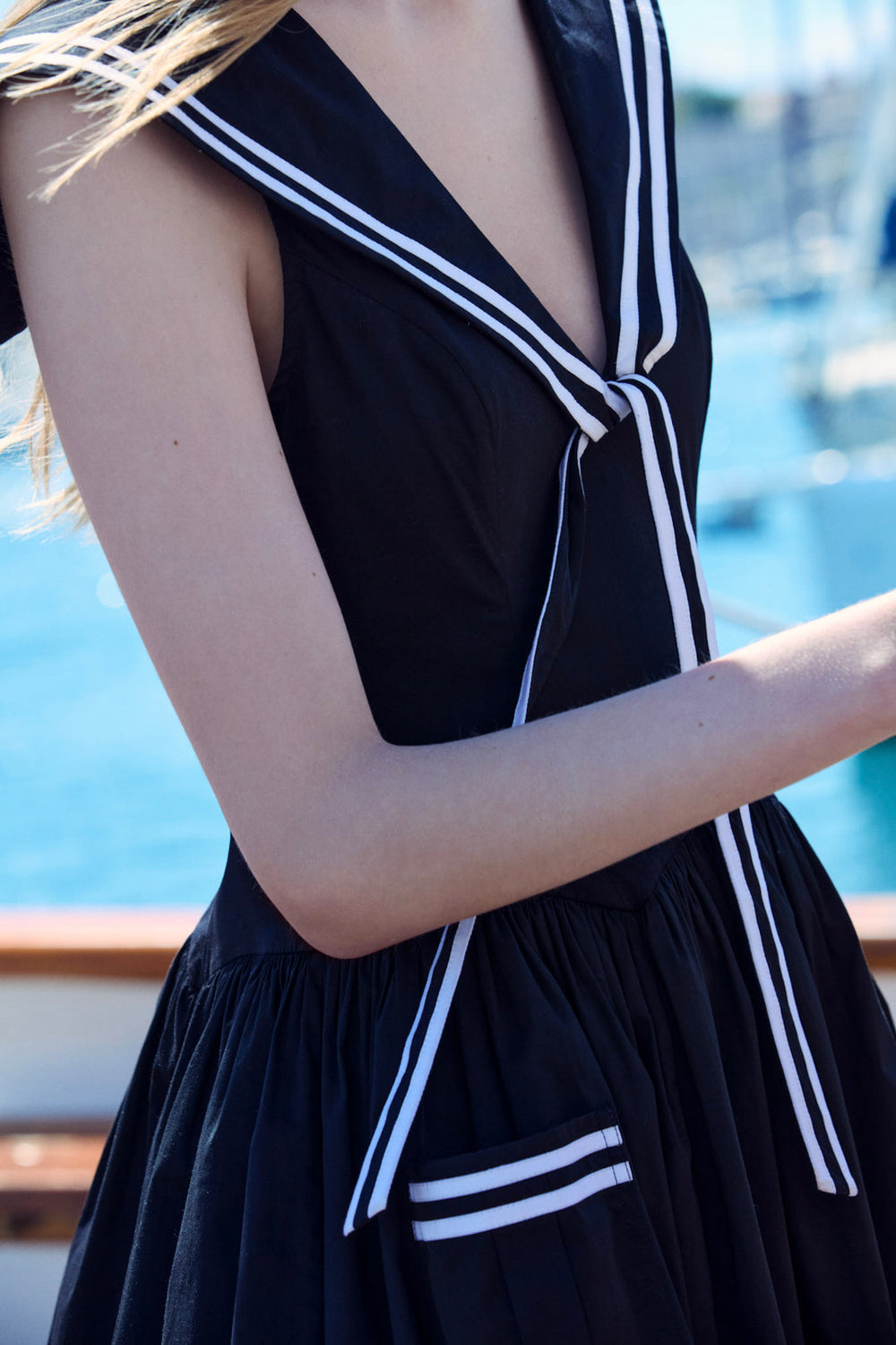 Women Helena Poplin Collared Midi Dress - Black