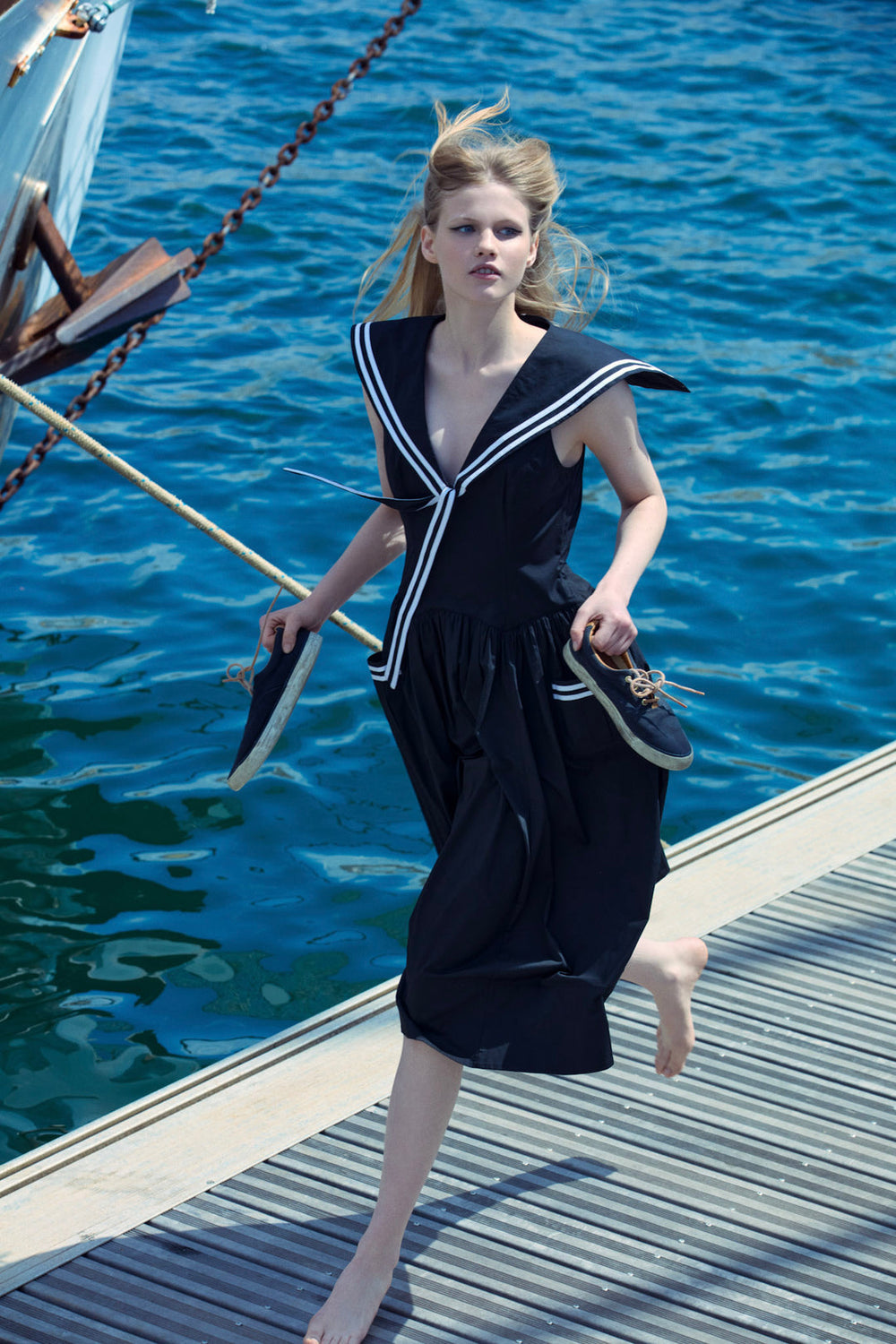 Women Helena Poplin Collared Midi Dress - Black