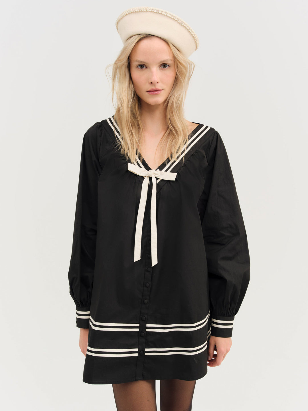 Women Helena Poplin Long Sleeve Mini Dress - Black