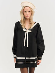 Women Helena Poplin Long Sleeve Mini Dress - Black