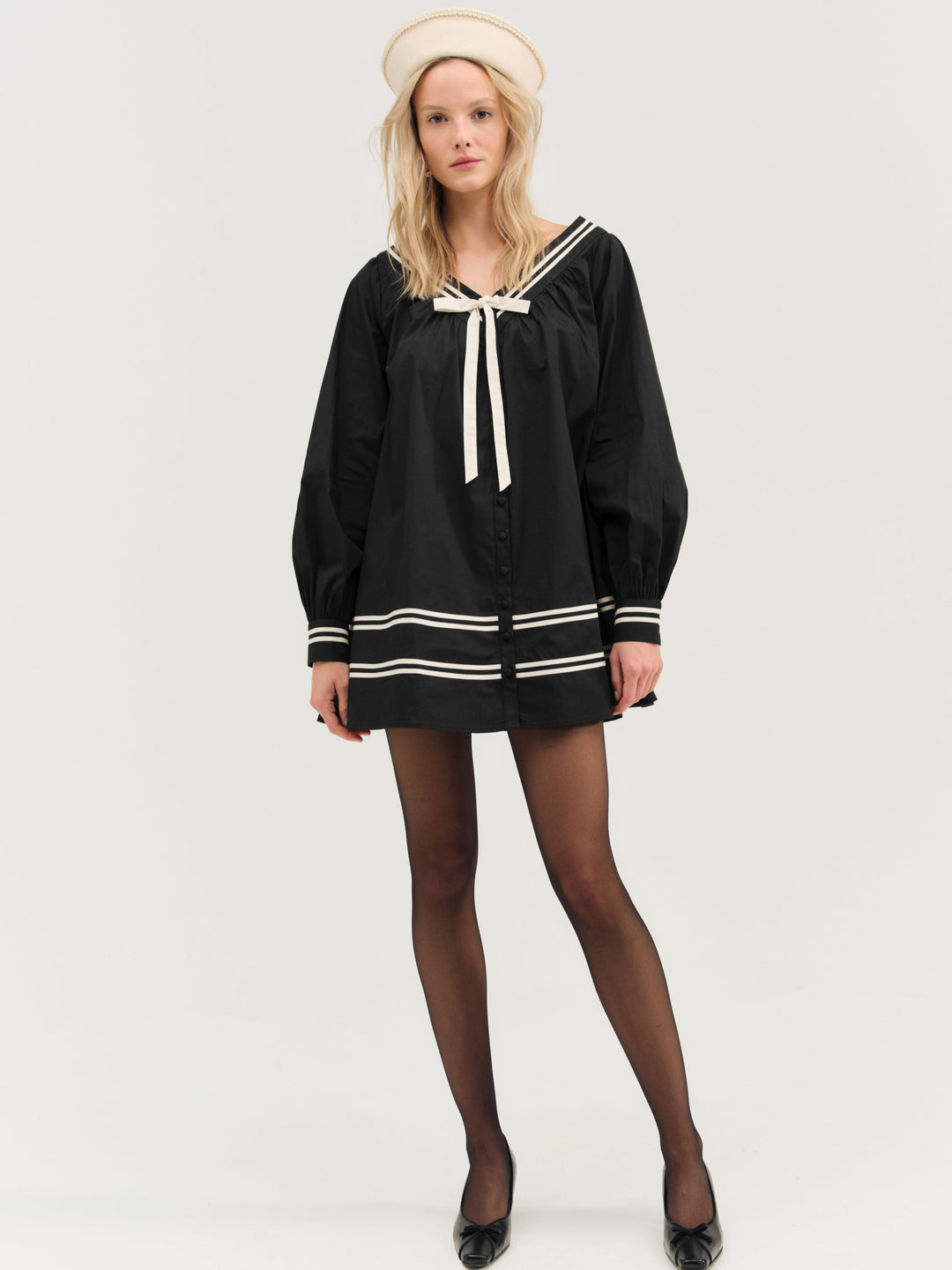 Women Helena Poplin Long Sleeve Mini Dress - Black