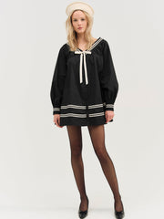 Women Helena Poplin Long Sleeve Mini Dress - Black