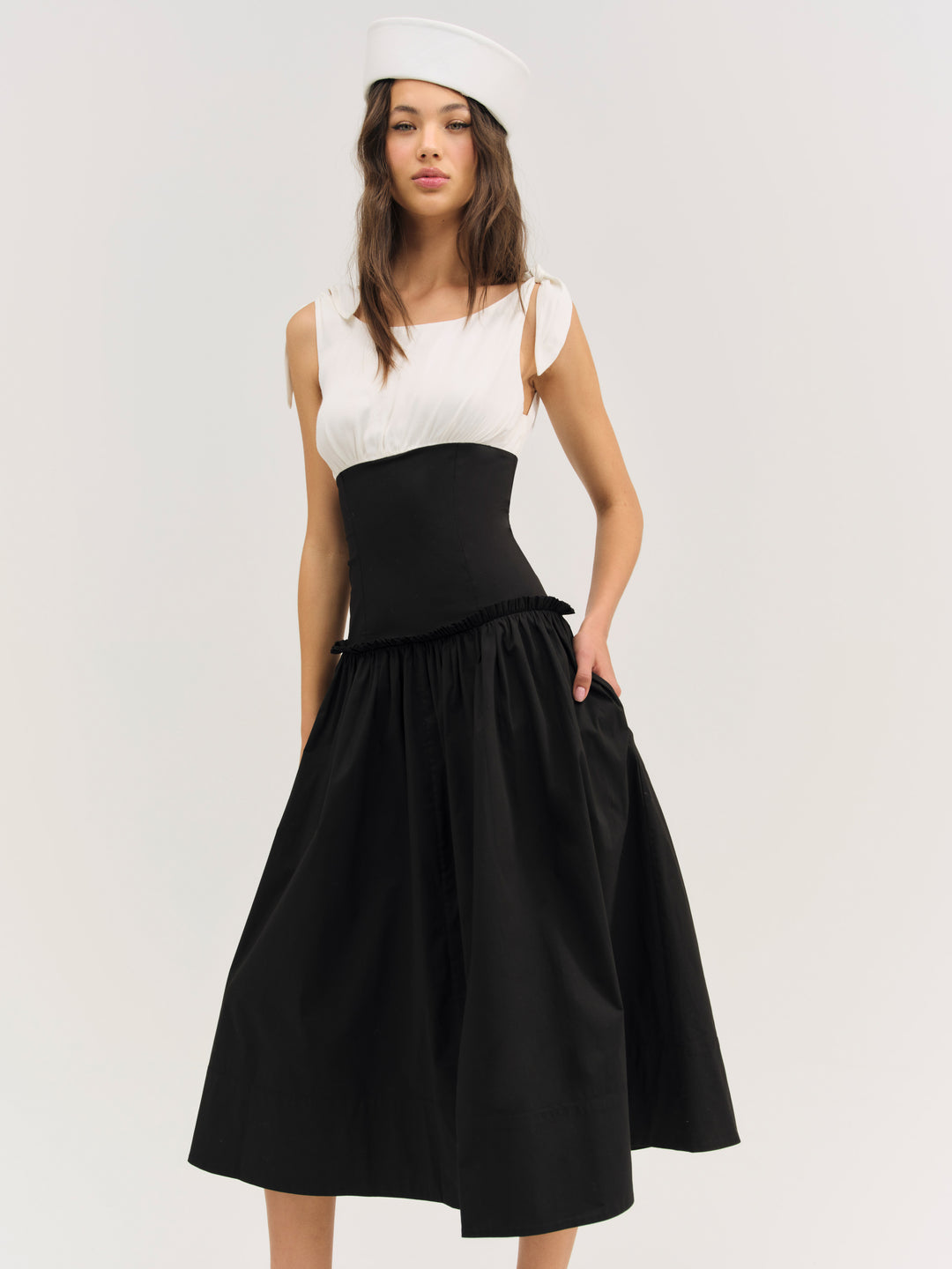 Women Helena Poplin Midi Dress - Black
