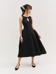 Women Evanie Structured Midi Dress - Black