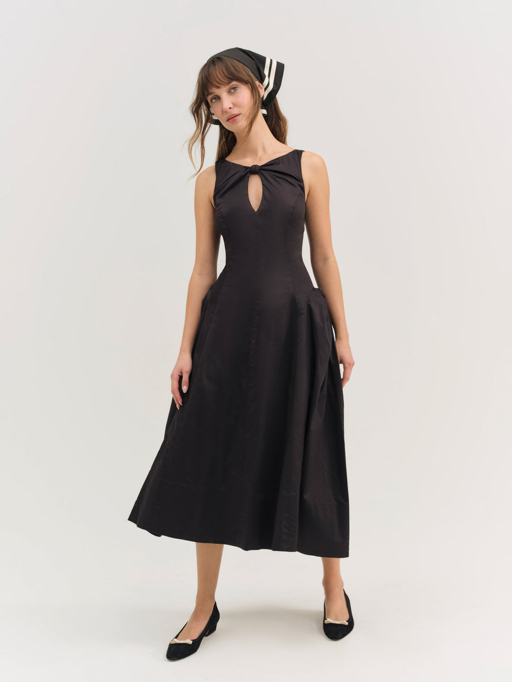 Women Evanie Structured Midi Dress - Black