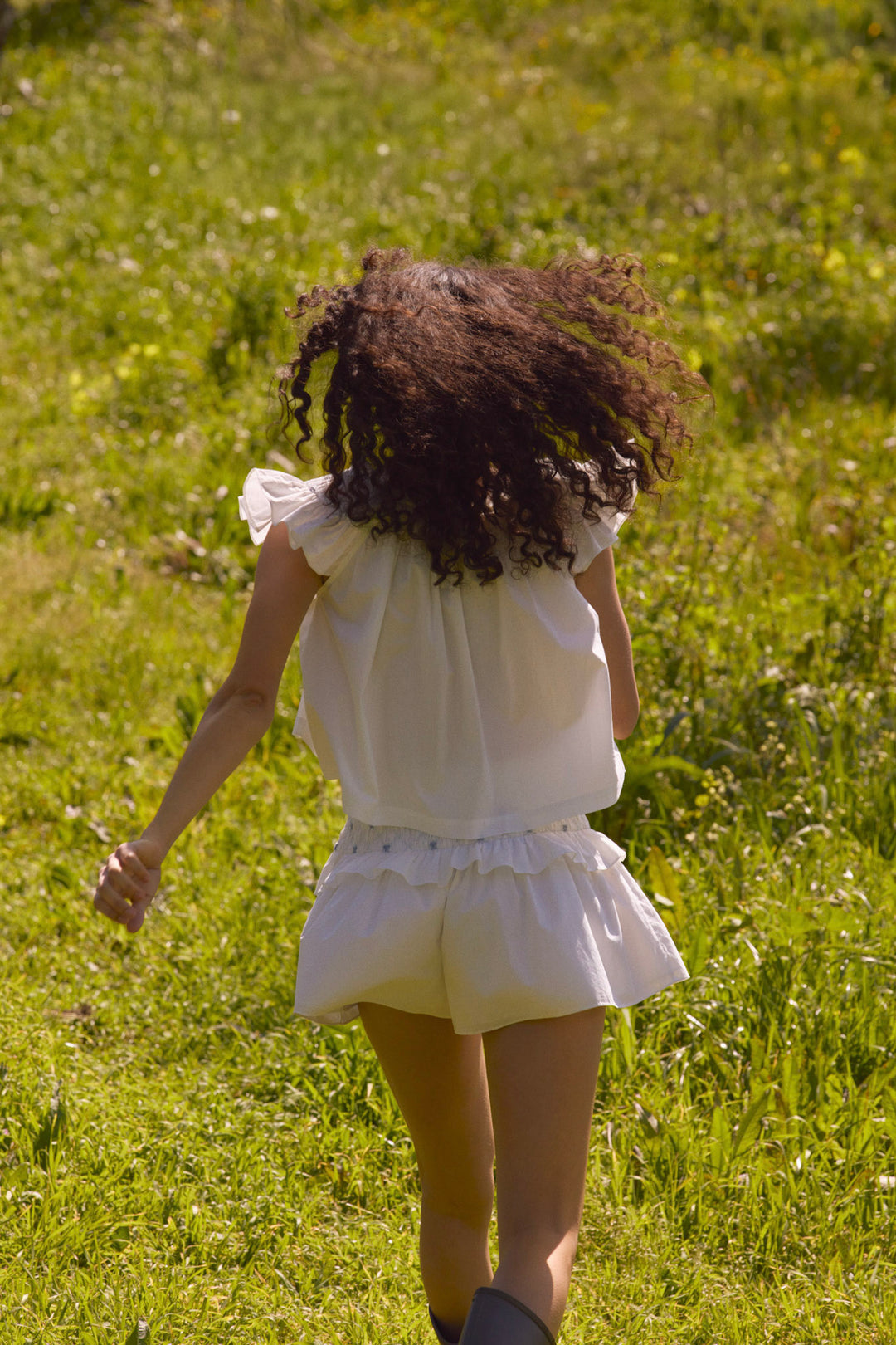 Women Birdie Bow Smocked Short - White