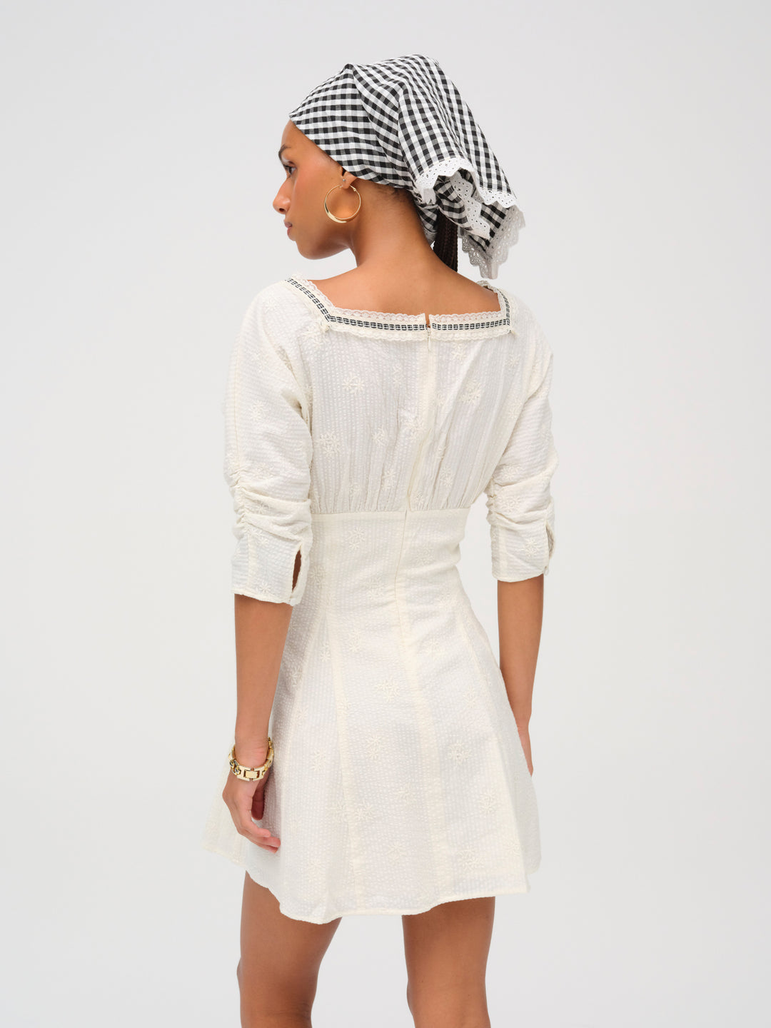 Women Baby Daisy Poplin Mini Dress - White