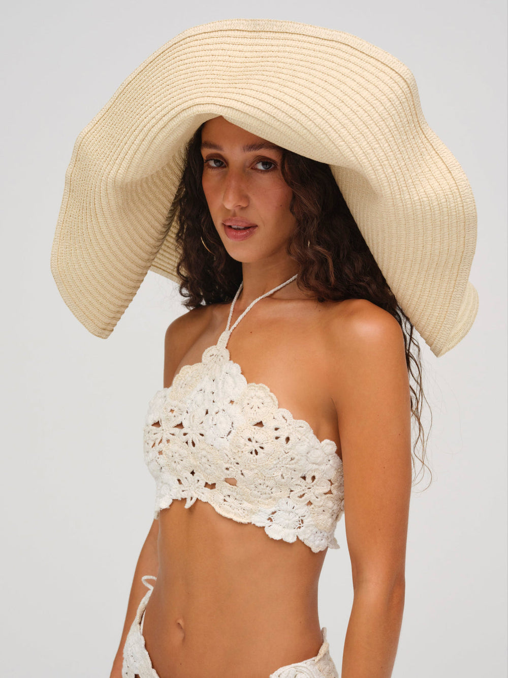 Women Floral Crochet Coverup Top - White