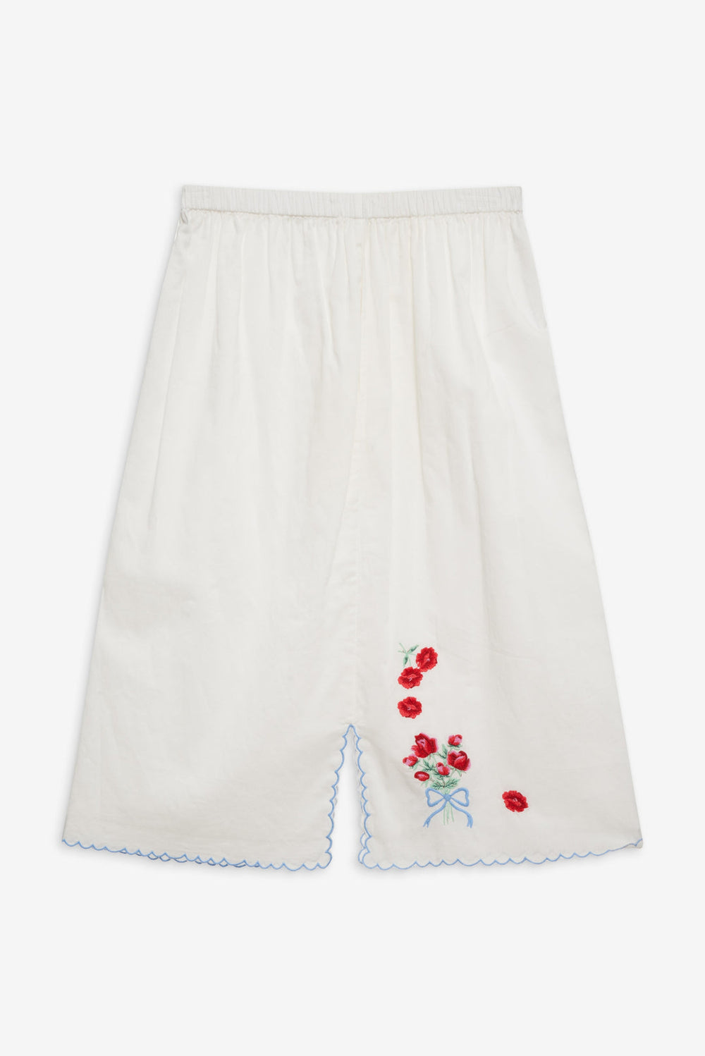 Women Forget Me Not Embroidery Midi Skirt - White
