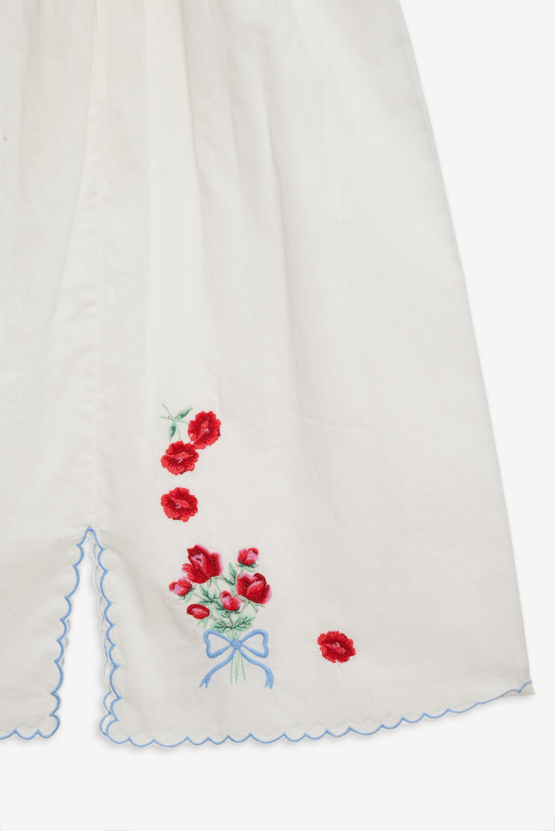 Women Forget Me Not Embroidery Midi Skirt - White