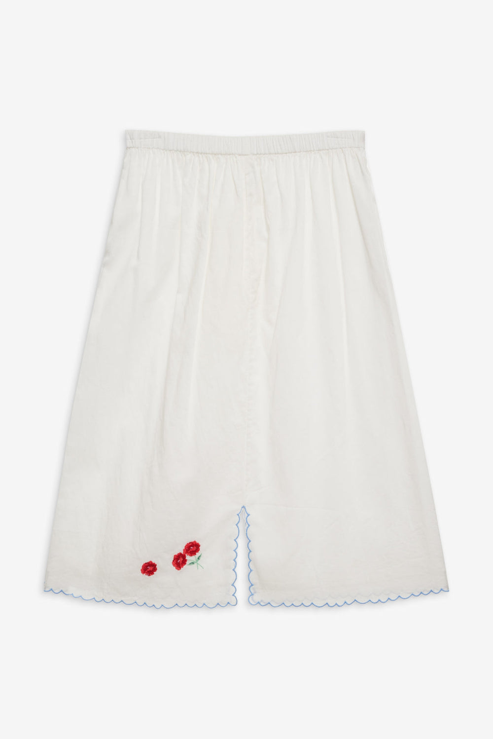 Women Forget Me Not Embroidery Midi Skirt - White