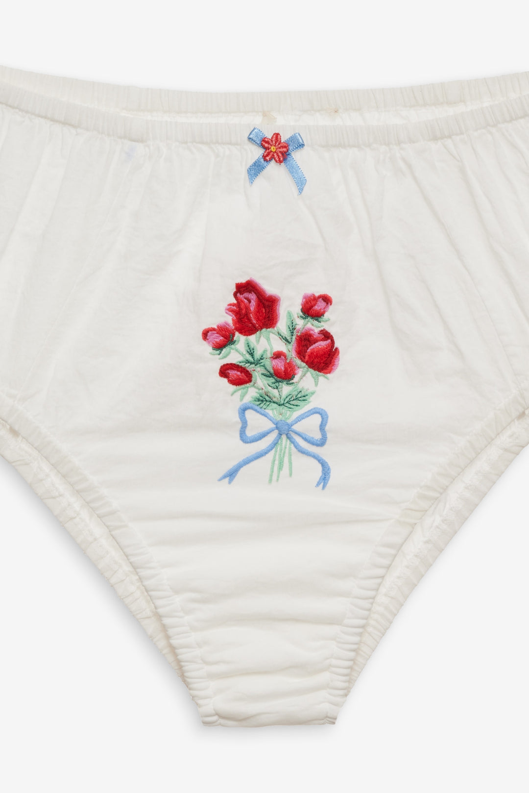 Women Forget Me Not Embroidery Bloomer Panty - White