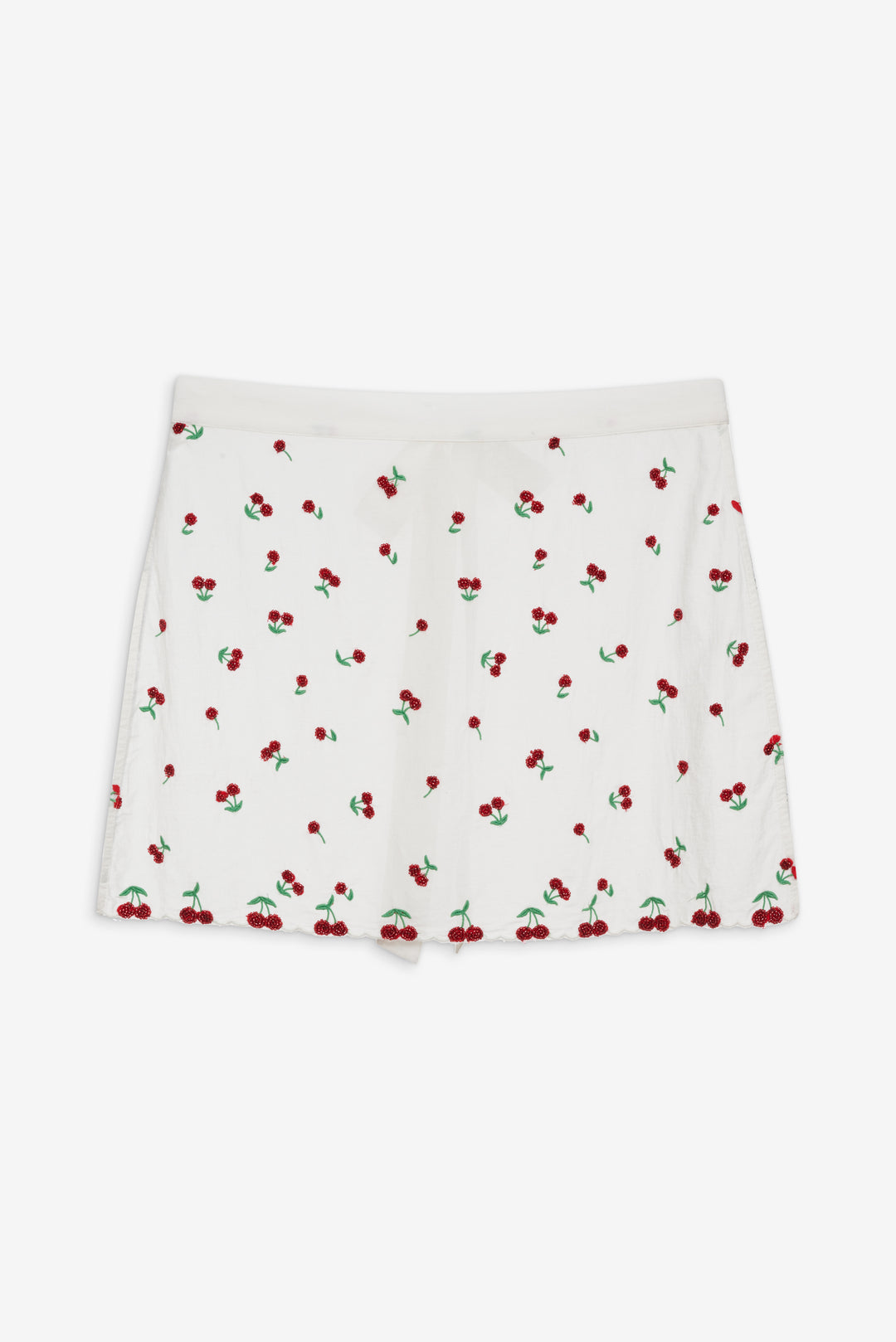 Women Beaded Cherries Apron - Red