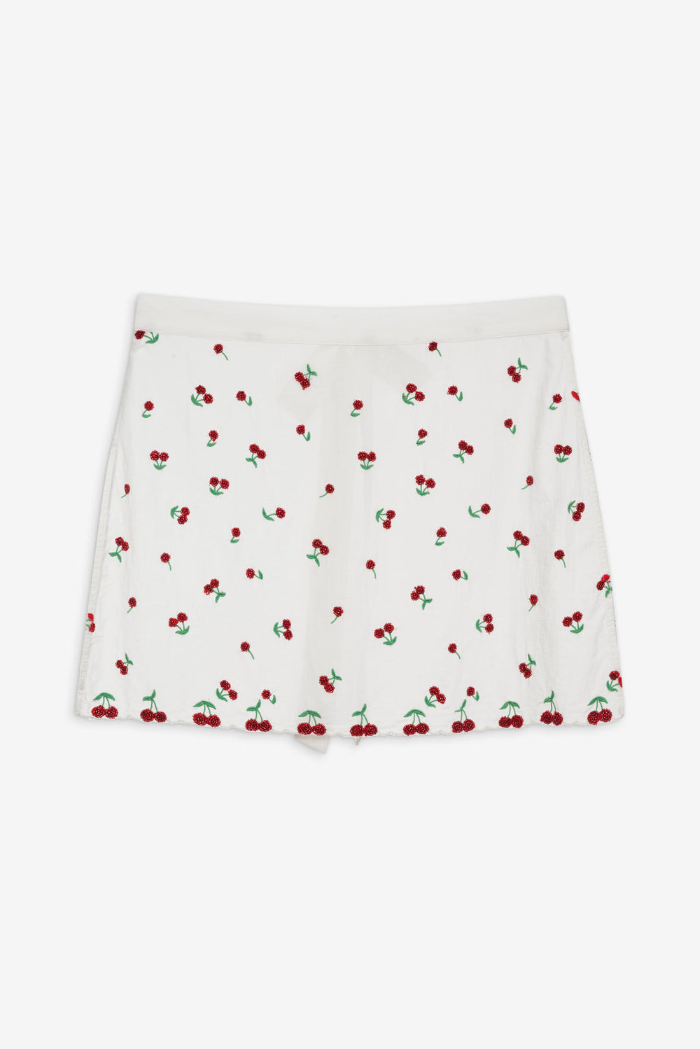 Women Beaded Cherries Apron - Red