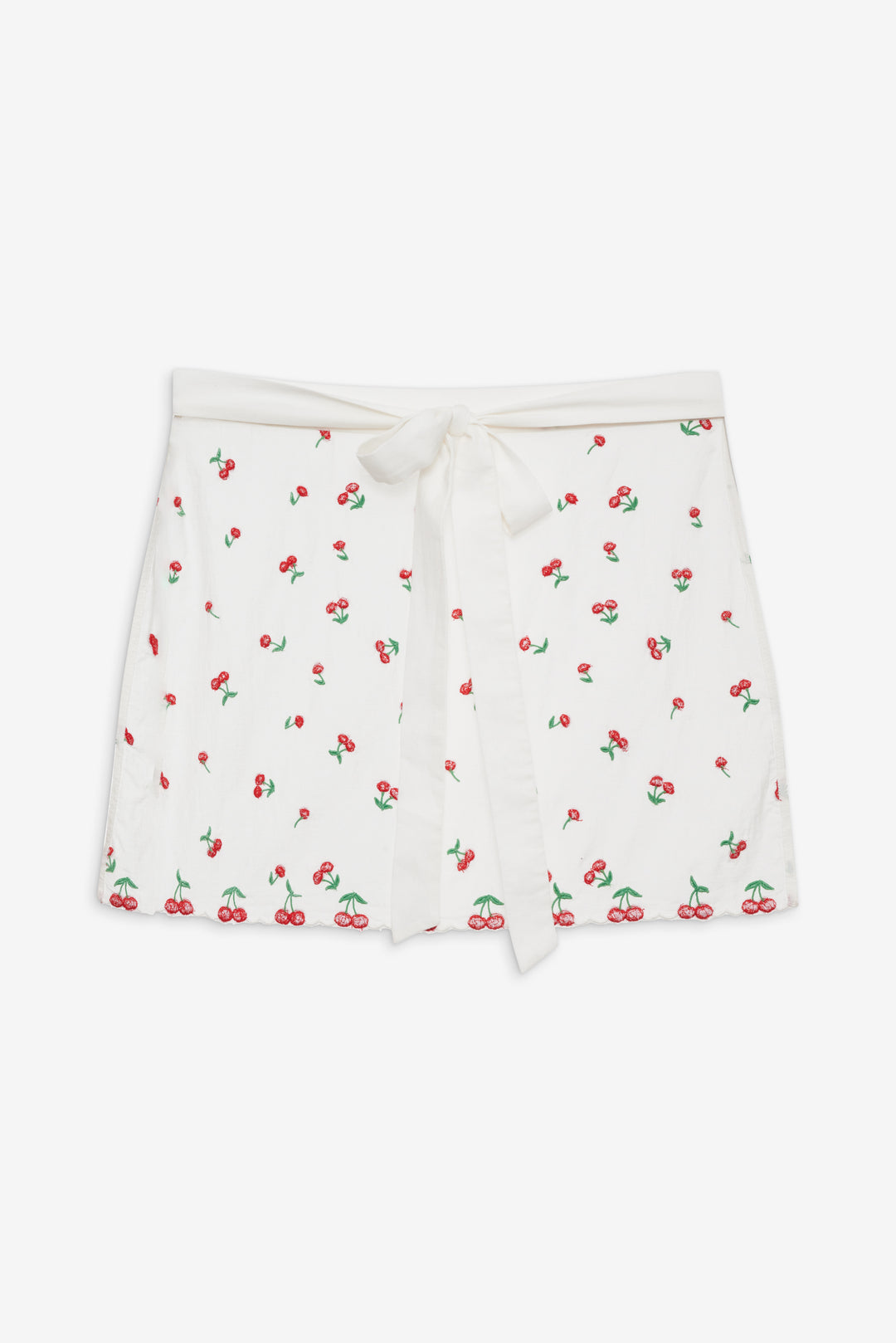 Women Beaded Cherries Apron - Red