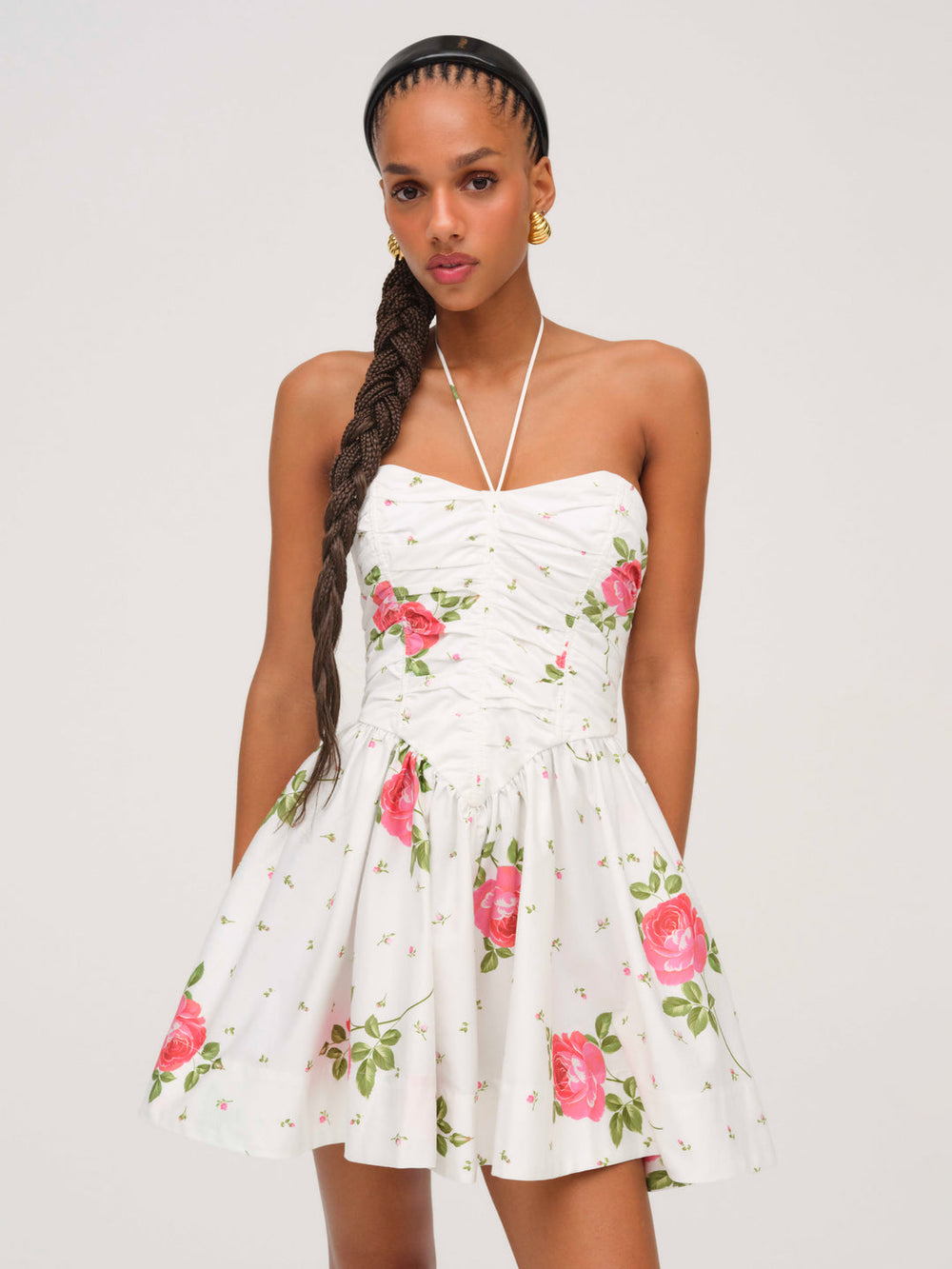Women Rosebud Corset Mini Dress - White