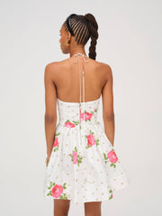 Women Rosebud Corset Mini Dress - White