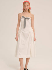 Women Rosie Ribbon Midi Dress - White