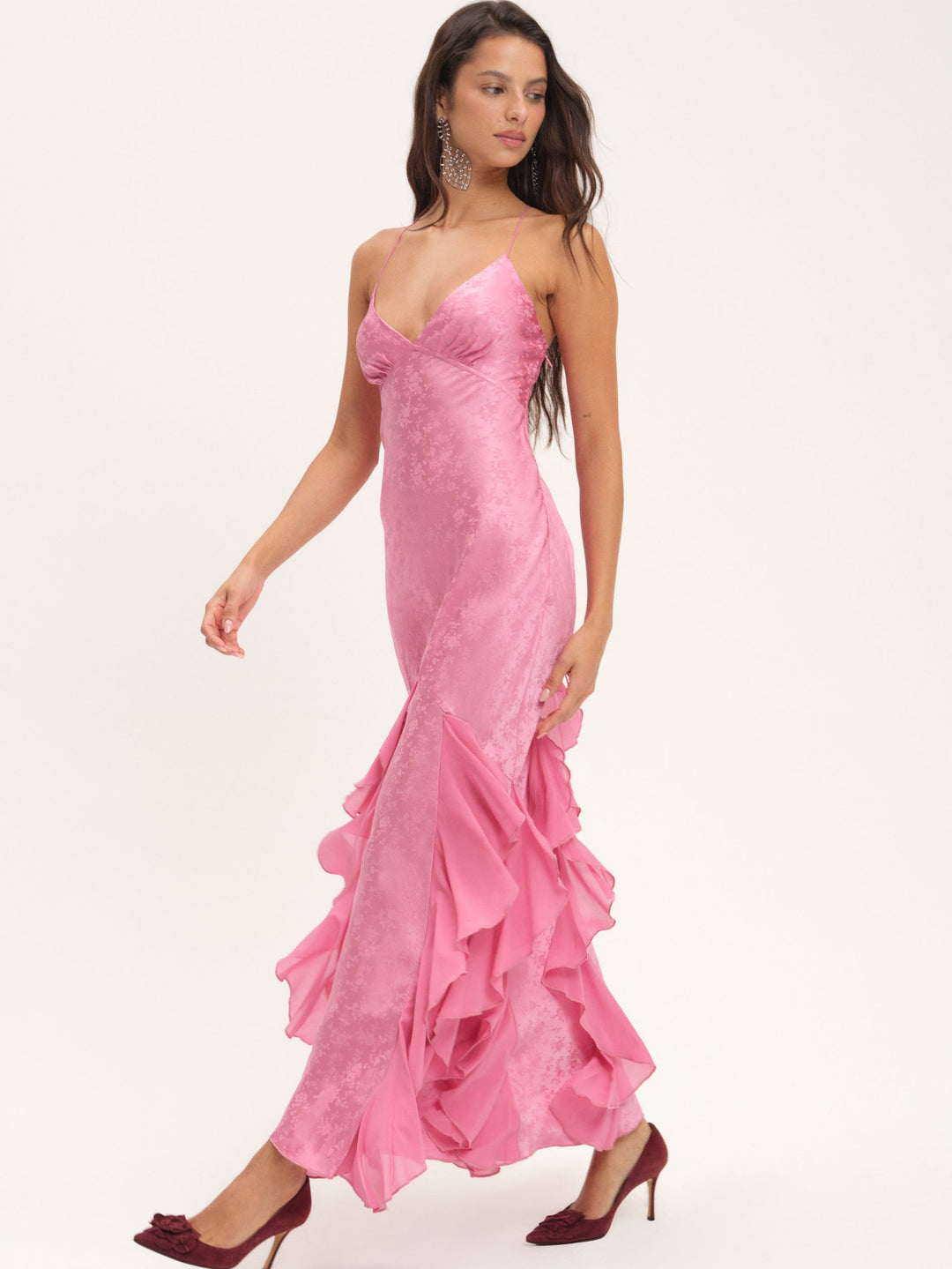 Women Elea Silk Maxi Dress - Rose