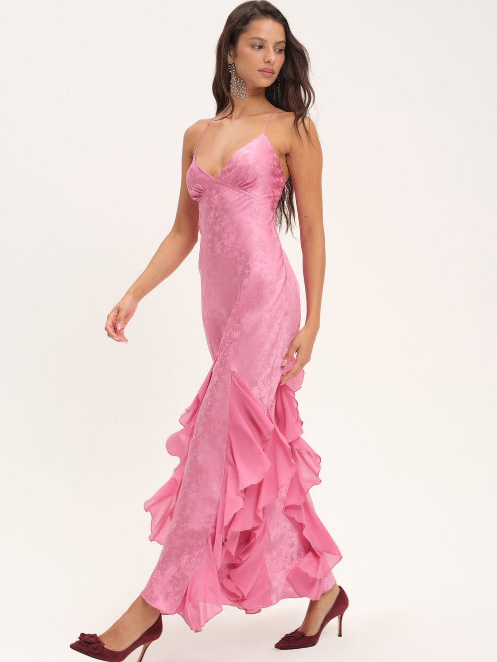 Women Elea Silk Maxi Dress - Rose