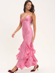Women Elea Silk Maxi Dress - Rose