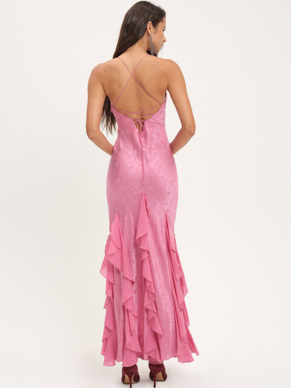 Women Elea Silk Maxi Dress - Rose
