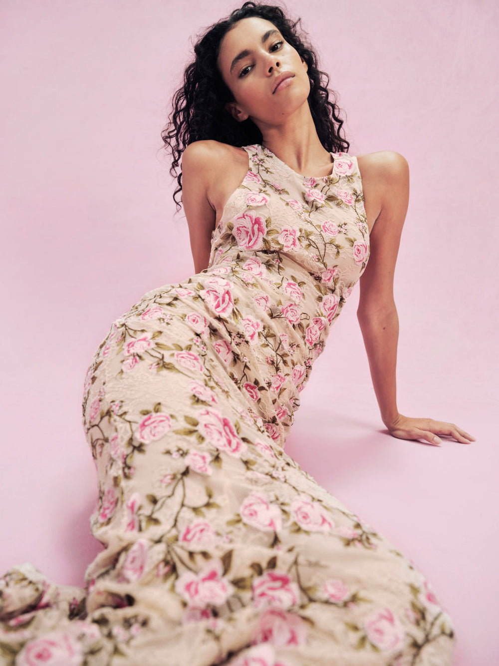 Women Esme Rose Embroidered Gown - Pink