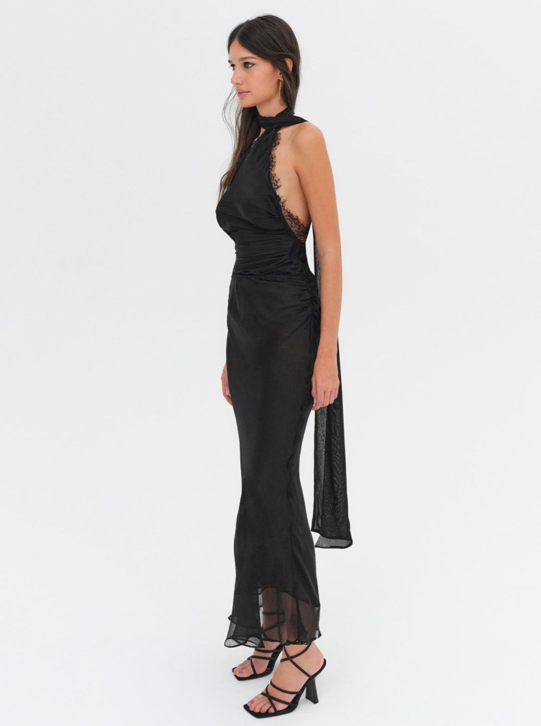 Women Angela Chiffon Maxi Dress - Black