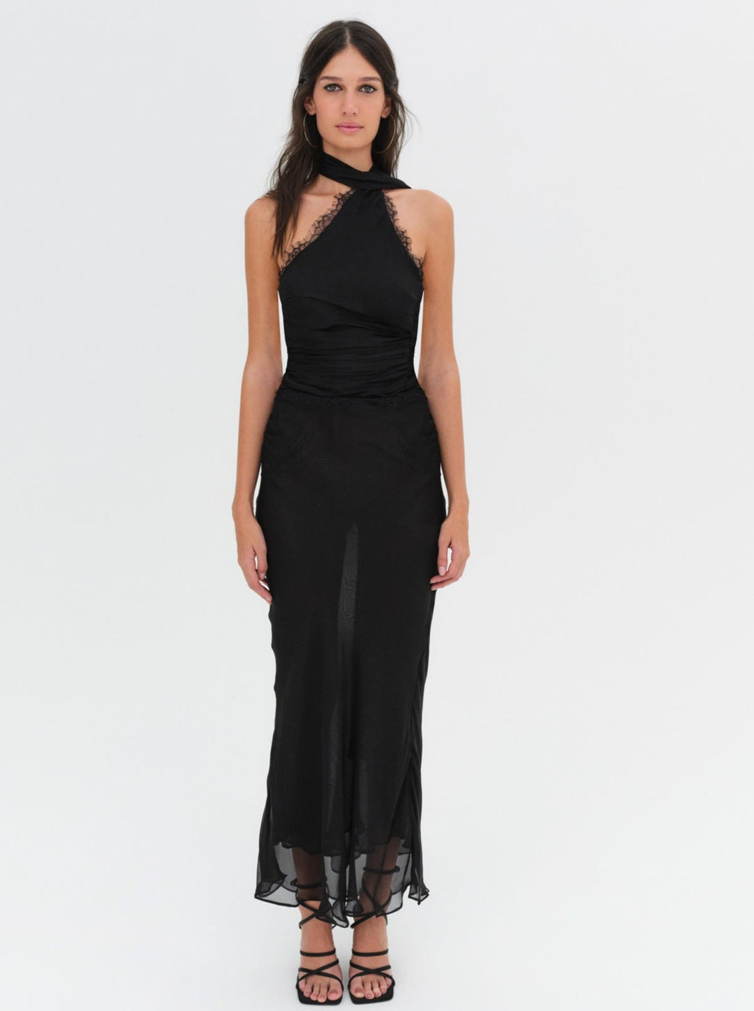 Women Angela Chiffon Maxi Dress - Black