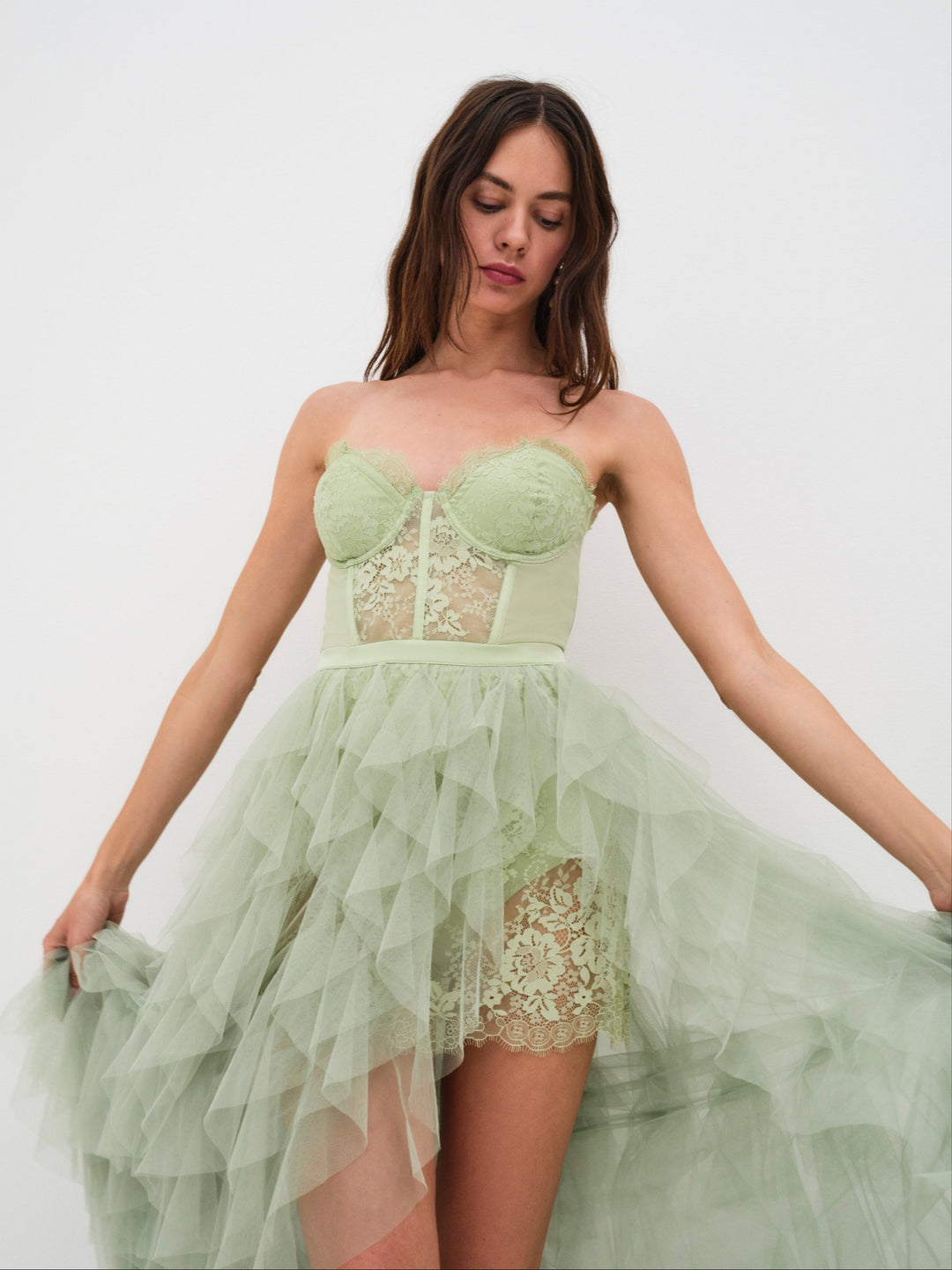 Women Bustier Gown - Green