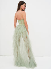 Women Bustier Gown - Green