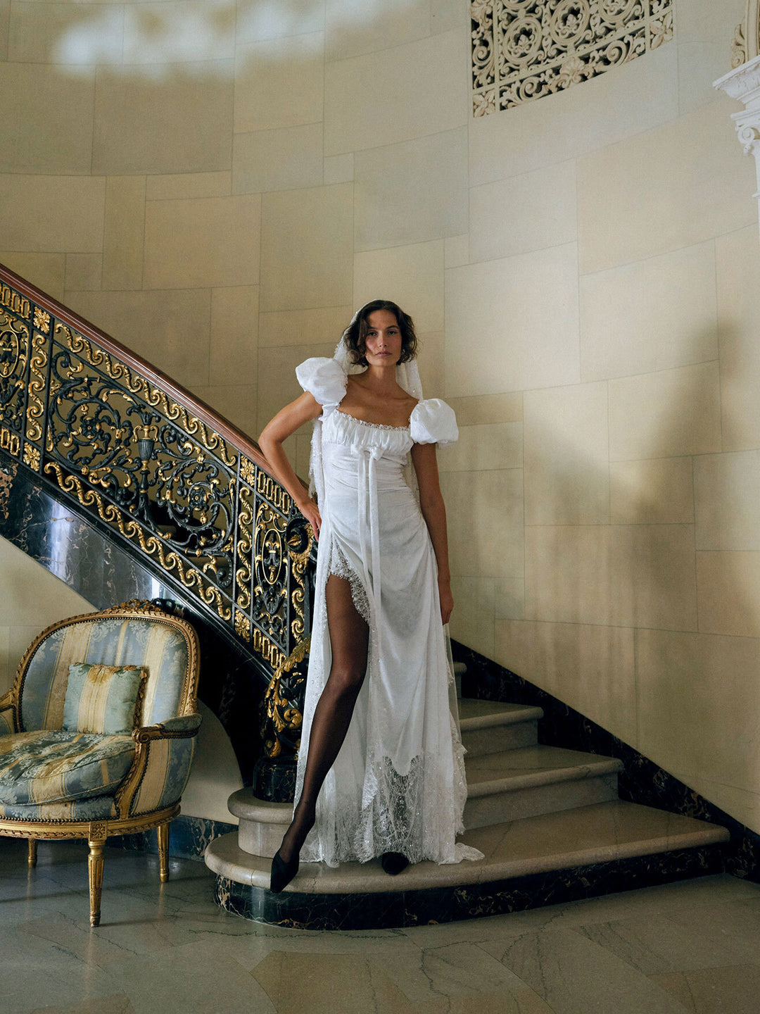 Women Aurelia Jacquard Gown - White