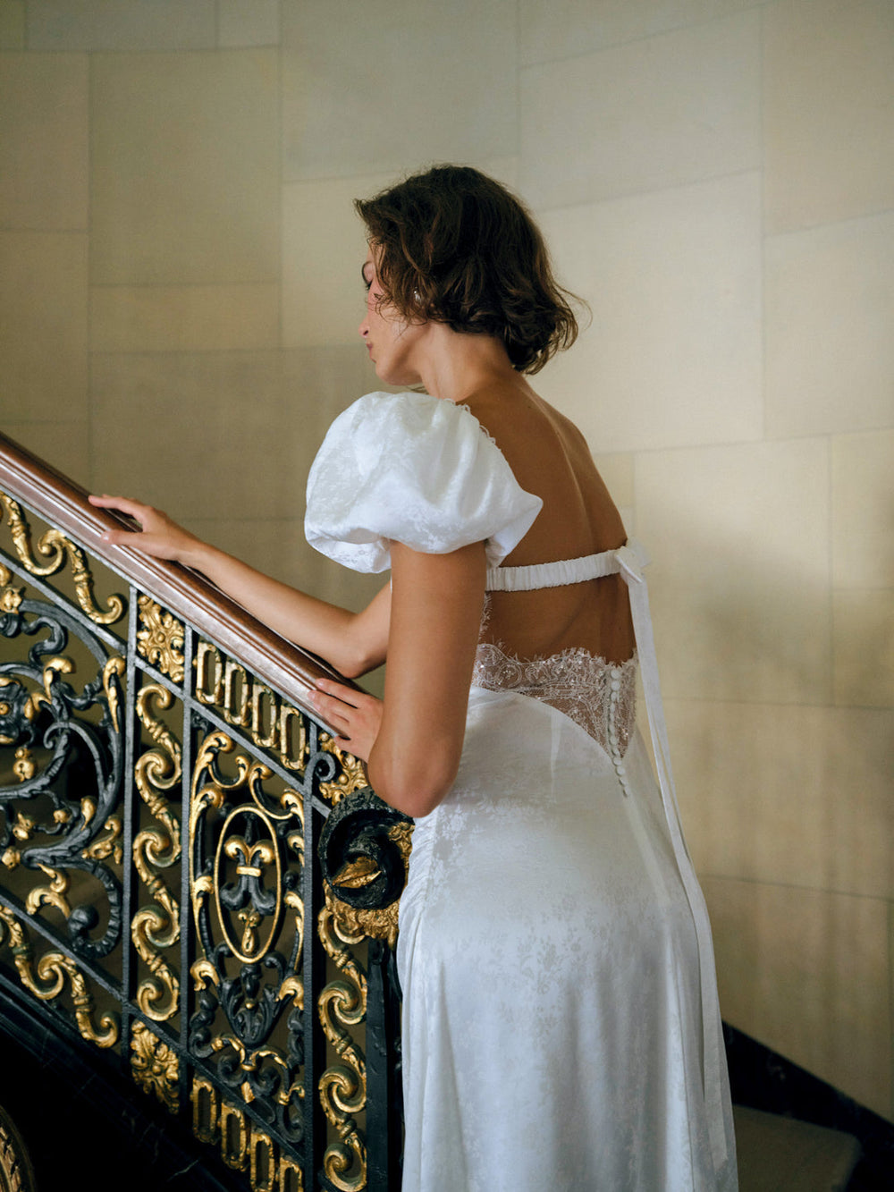 Women Aurelia Jacquard Gown - White