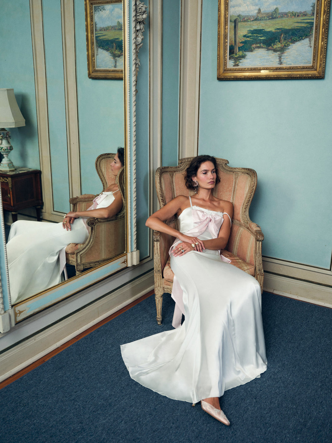 Women Eliana Gown - White Pink