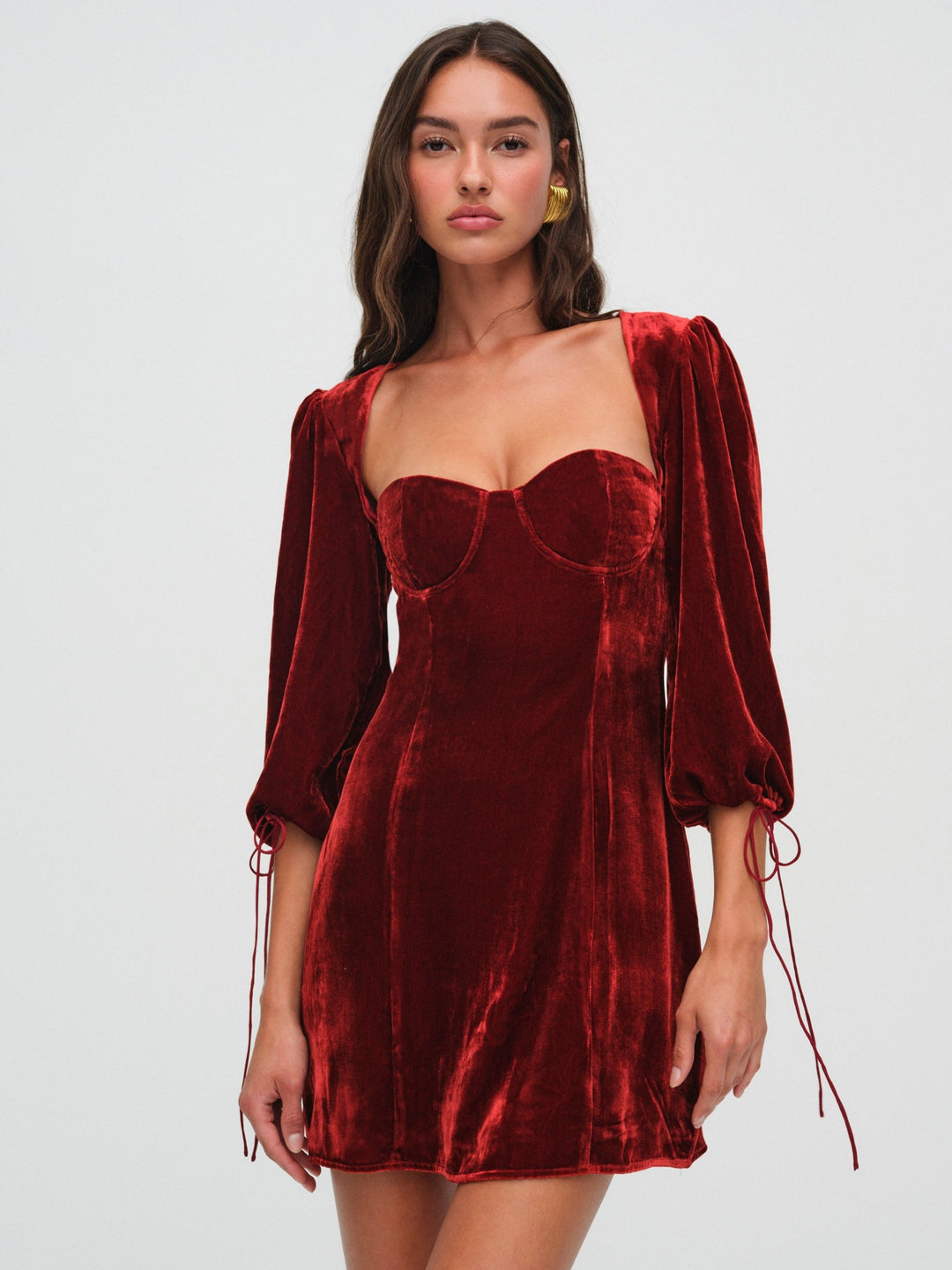 Women Nadine Velvet Mini Dress - Red