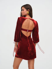 Women Nadine Velvet Mini Dress - Red