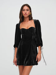 Women Nadine Velvet Mini Dress - Black