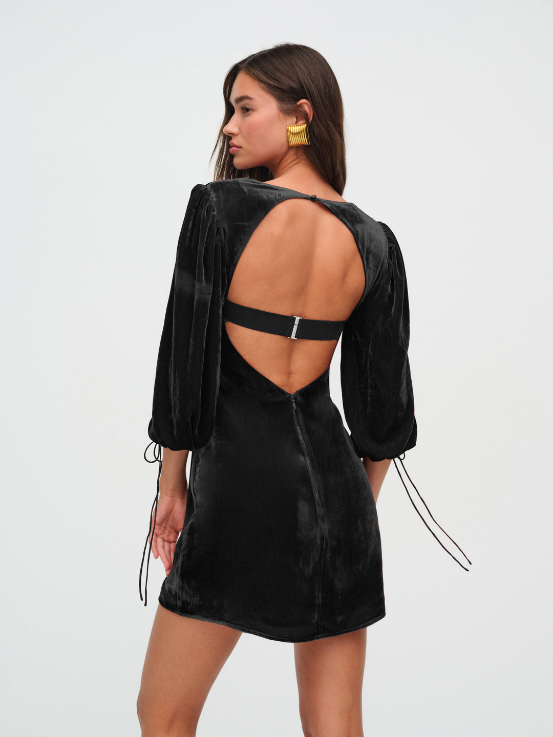 Women Nadine Velvet Mini Dress - Black