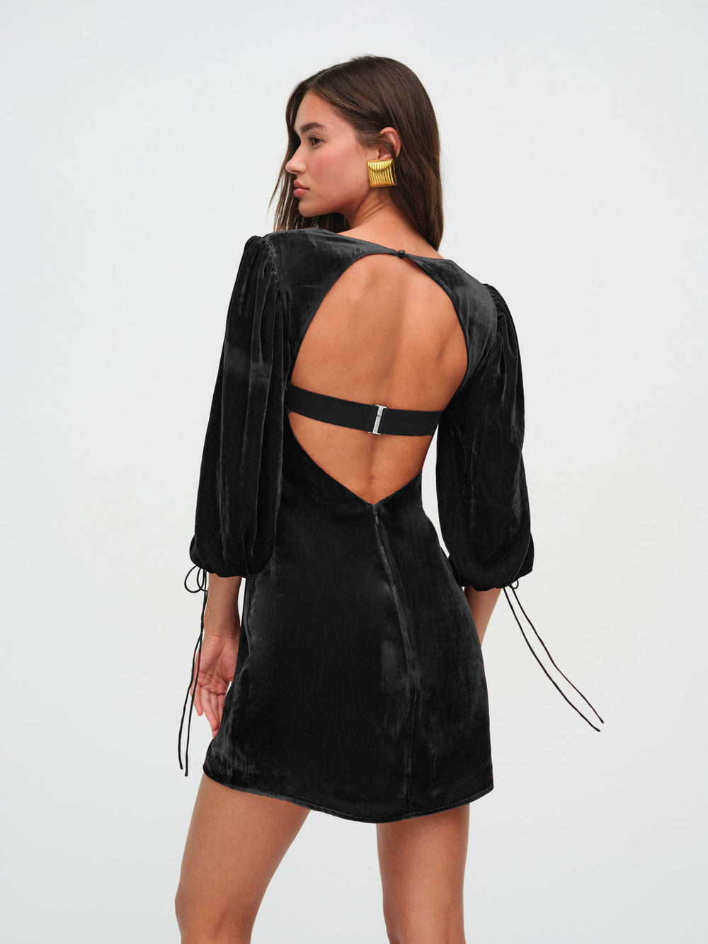 Women Nadine Velvet Mini Dress - Black