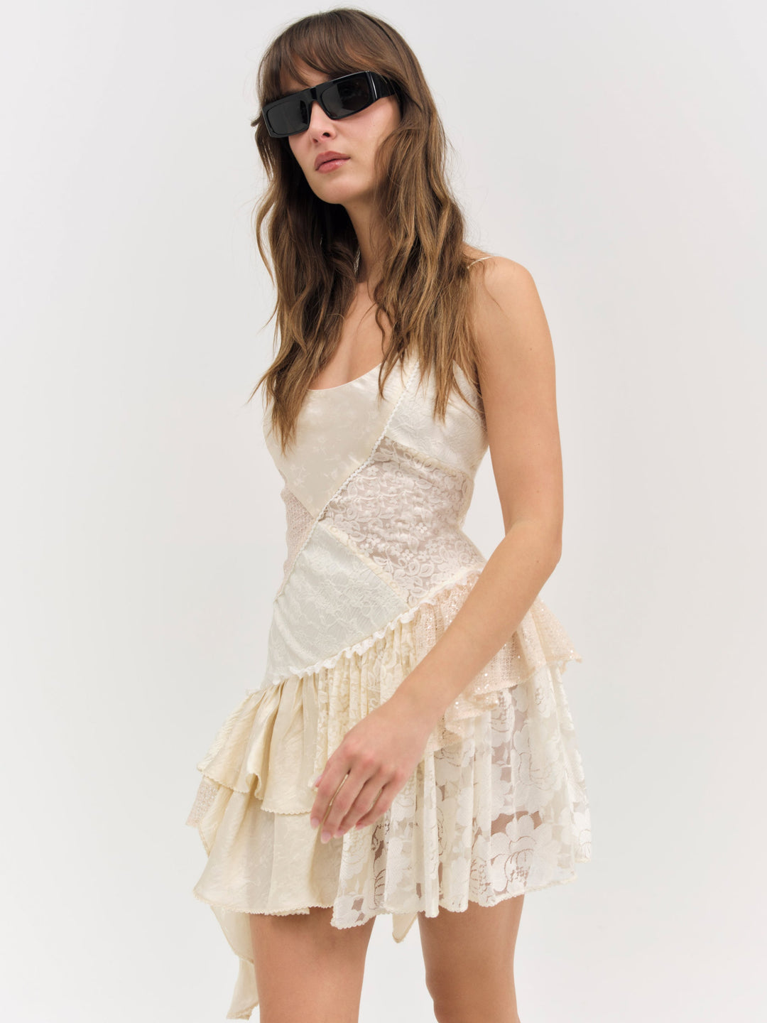 Women Paulina Patchwork Mini Dress - Cream