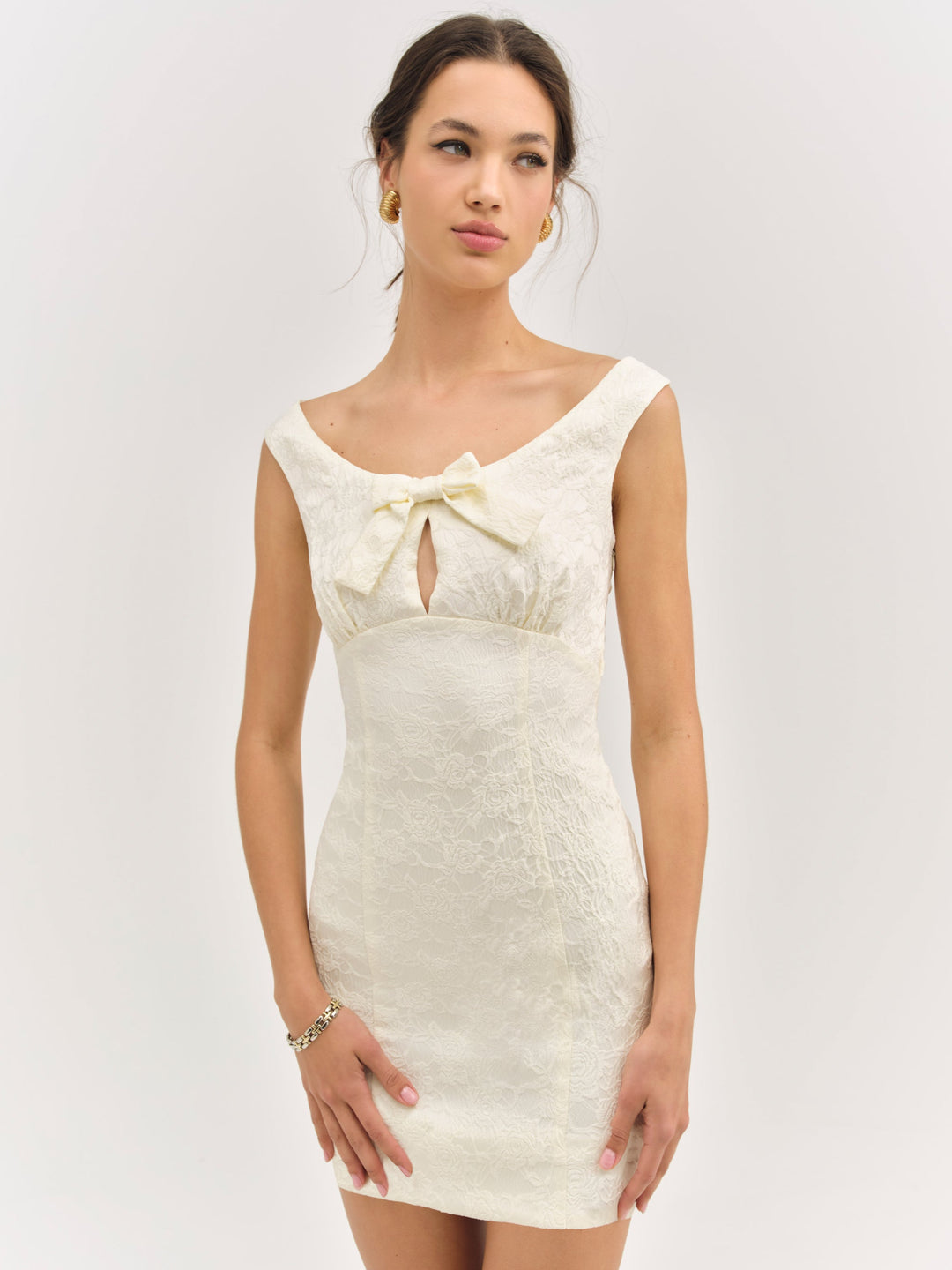 Women Rosie Jacquard Mini Dress - Cream