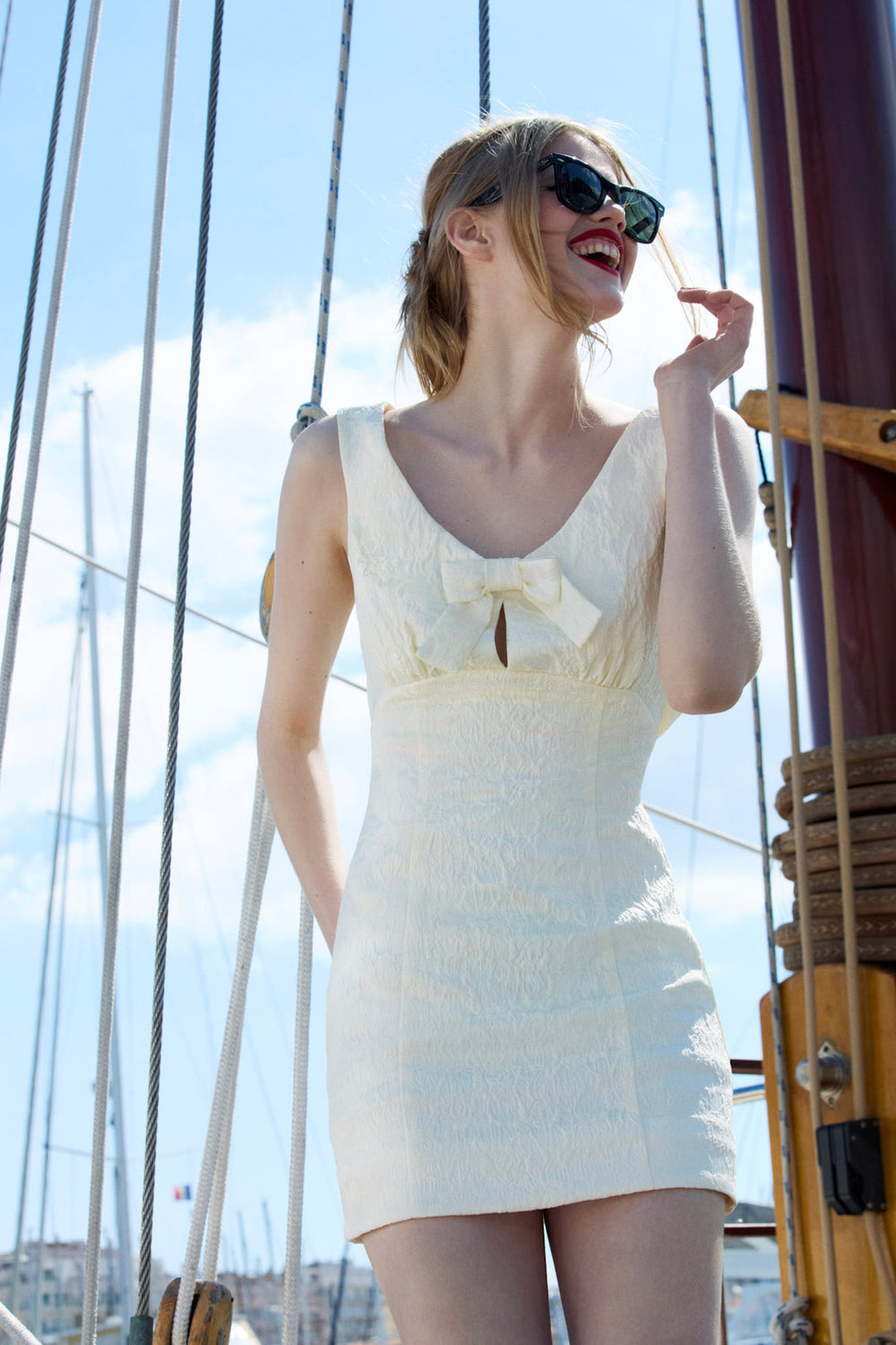 Women Rosie Jacquard Mini Dress - Cream