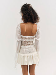 Women Lea Lace Long Sleeve Mini Dress - Cream
