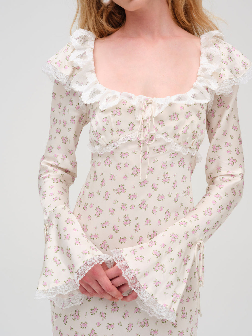 Women Pastel Fields Midi Dress - Cream