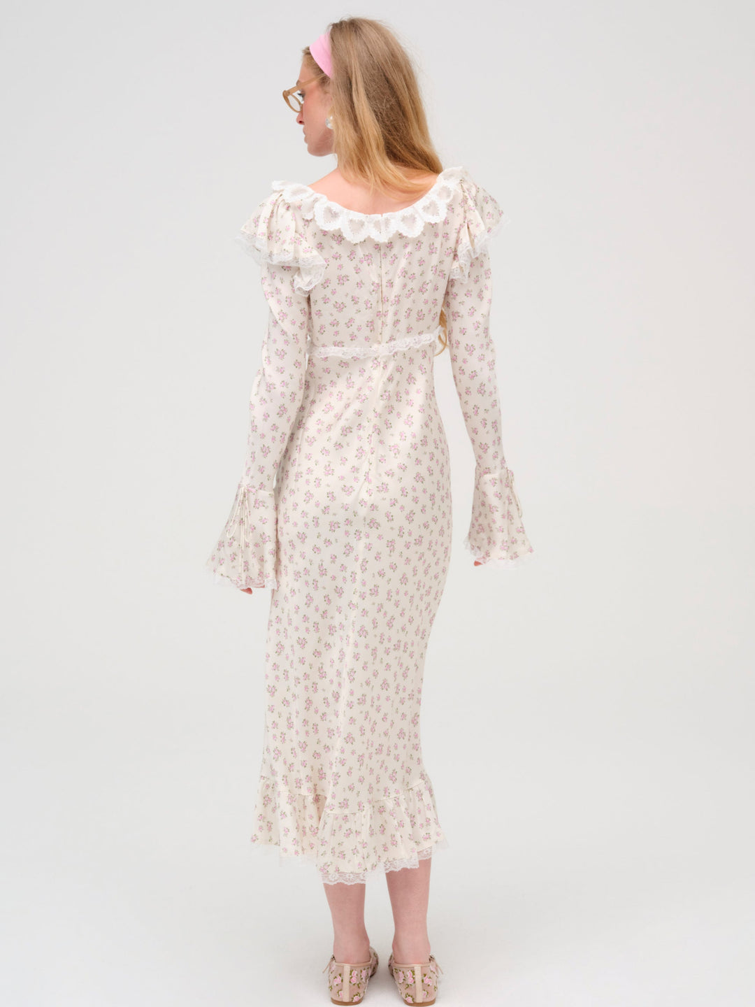 Women Pastel Fields Midi Dress - Cream
