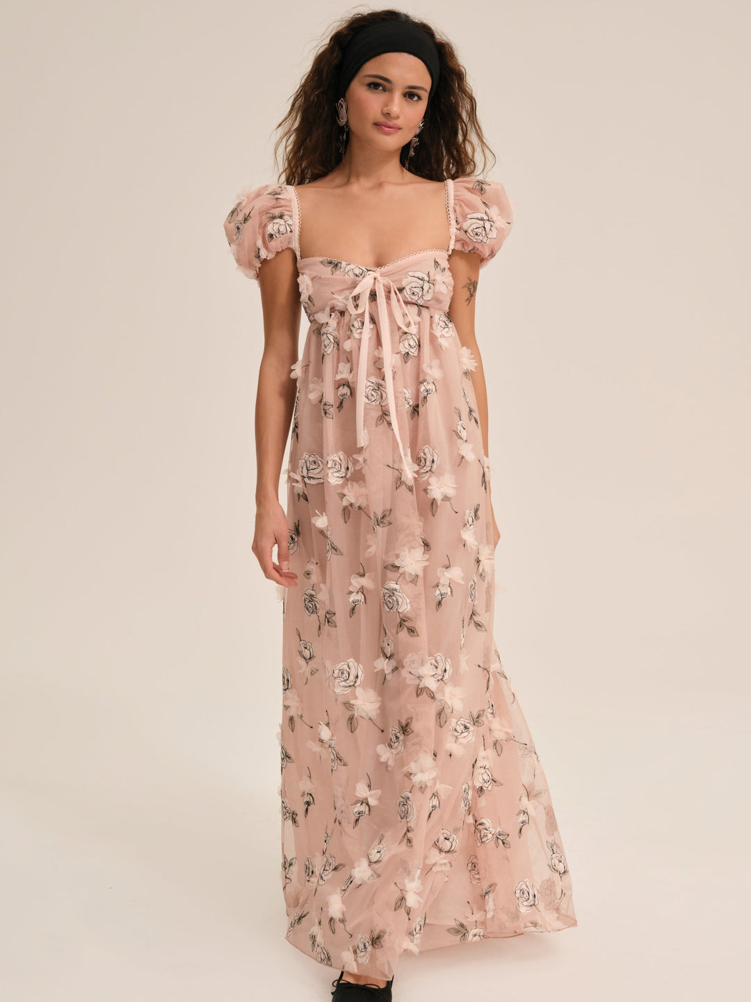 Women Blushing Rose Maxi Dress - Blush